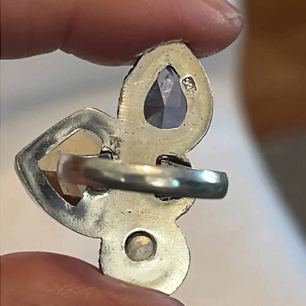 #369 Amethyst, Amber, Pearl Handcrafted Ring 💍 Size 9 NWOT - Picture 9 of 15